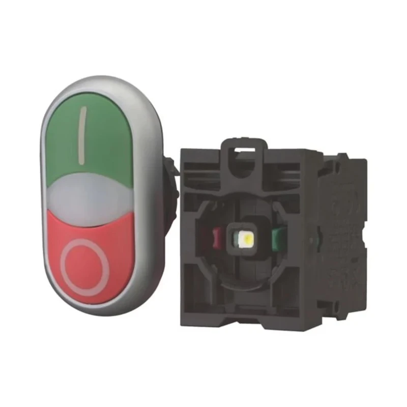 Eaton RMQ Titan M22 Series Green, Red Double Momentary Oval Illuminated Push Button Head 78635825 M22-DDL-GR-X1/X0+M22-A