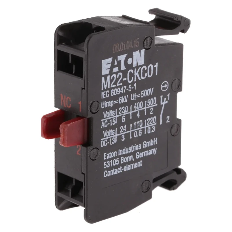 Eaton RMQ Titan M22 Series 500V Contact Block 1 NC Cage Clamp Terminal 6A 216387 M22-CKC01