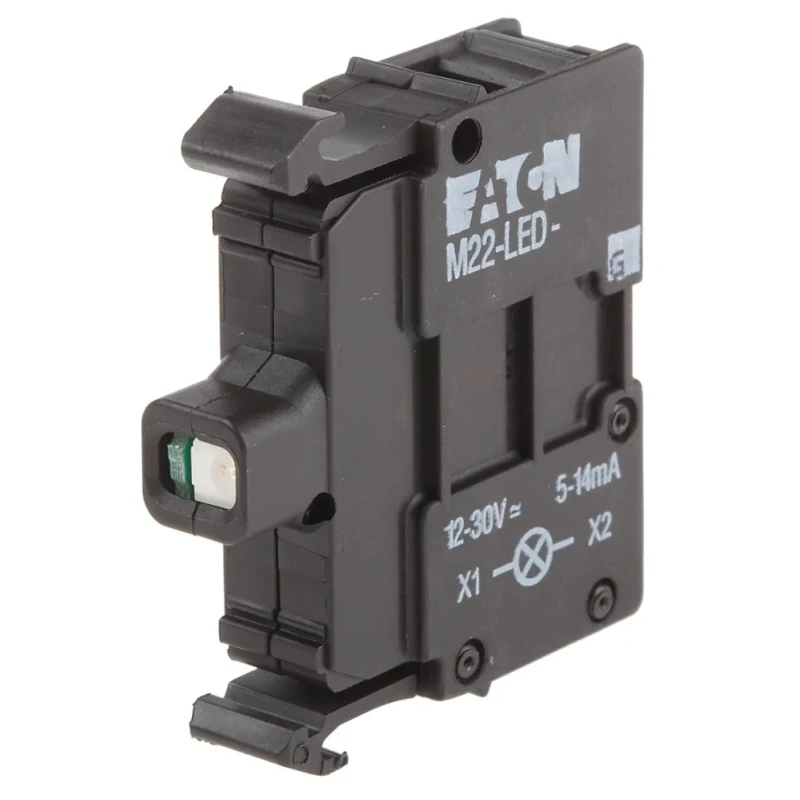 Eaton M22 Series Light Block Green LED, 12V AC/DC, 30V AC/DC, Screw Terminal, 15mA, 37.2mm x 71mm x 30mm 216559 M22-LED-G