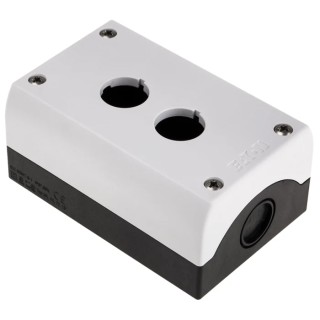 Eaton Grey Plastic M22 Push Button Enclosure, 2 Cutouts, 22 mm Diameter, IP69K, Plastic Housing, 120 x 80 x 56 216537 M22-I2