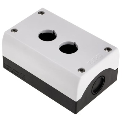 Eaton Grey Plastic M22 Push Button Enclosure, 2 Cutouts, 22 mm Diameter, IP69K, Plastic Housing, 120 x 80 x 56 216537 M22-I2