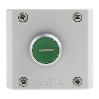 Eaton Momentary Enclosed Push Button Control Station SPDT Plastic Green IP69K 22.5mm Cutout 216522 M22-D-G-X1/KC11/I