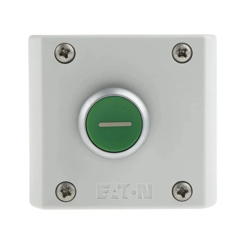 Eaton Momentary Enclosed Push Button Control Station SPDT Plastic Green IP69K 22.5mm Cutout 216522 M22-D-G-X1/KC11/I