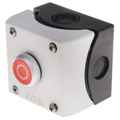 Eaton Momentary Enclosed Push Button SPDT Plastic 22mm Cutout Diameter IP69K Red 216521 M22-D-R-X0/KC11/I