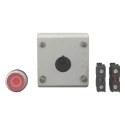 Eaton Momentary Enclosed Push Button SPDT Plastic 22mm Cutout Diameter IP69K Red 216521 M22-D-R-X0/KC11/I