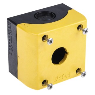 Eaton Grey Yellow Plastic M22 Push Button Enclosure 22 mm Diameter 1 Hole 216536 M22-IY1