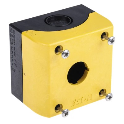 Eaton Grey Yellow Plastic M22 Push Button Enclosure 22 mm Diameter 1 Hole 216536 M22-IY1