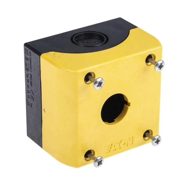 Eaton Grey Yellow Plastic M22 Push Button Enclosure 22 mm Diameter 1 Hole 216536 M22-IY1