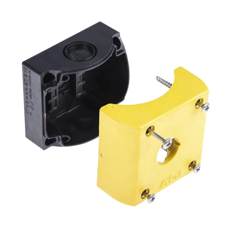 Eaton Grey Yellow Plastic M22 Push Button Enclosure 22 mm Diameter 1 Hole 216536 M22-IY1