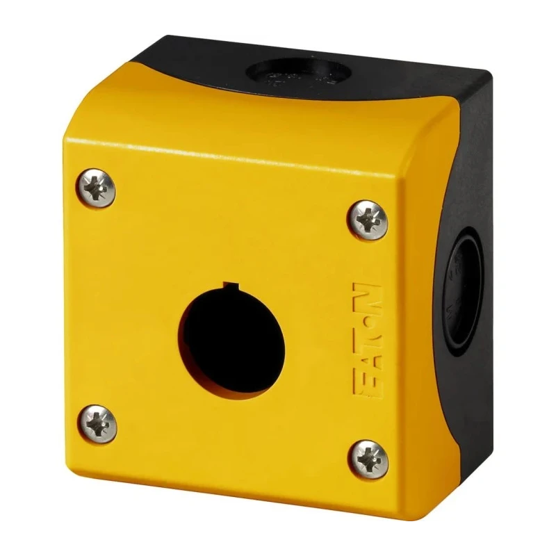 Eaton Grey Yellow Plastic M22 Push Button Enclosure 22 mm Diameter 1 Hole 216536 M22-IY1