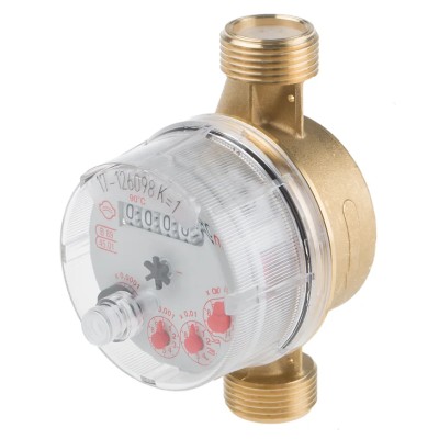 Altecnic Class A Water Meter, 1/2 in Inlet/Outlet, Minimum Flow Rate 1.5m³/h, Brass Body GG-L12ASC02B051