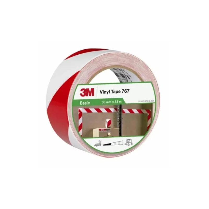 3M White, Red Vinyl Lane Marking Tape 50mm Width, 33m Length, 0.13mm Thickness 767