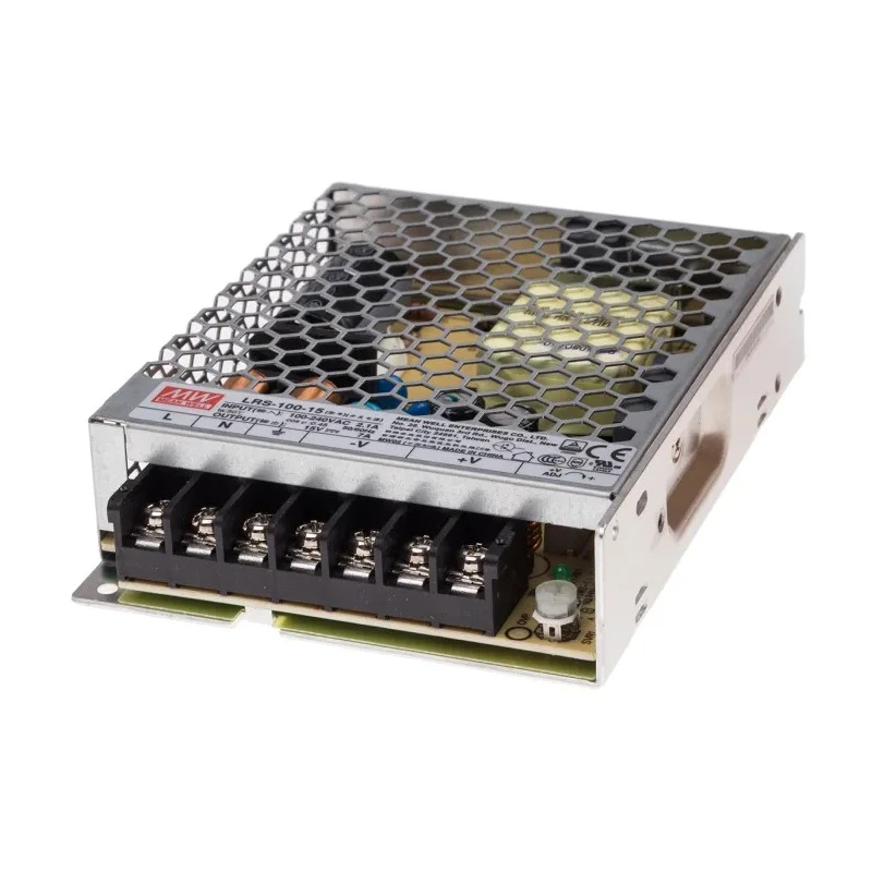 MEAN WELL Switching Power Supply 105W 15V DC 7A Chassis Mount LRS-100-15