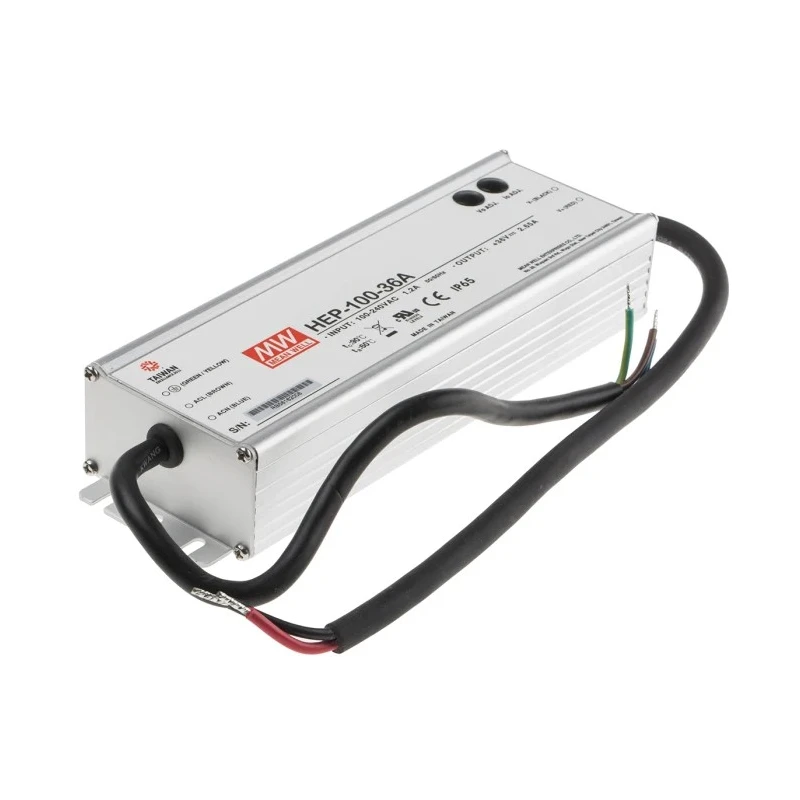 MEAN WELL Industrial-Grade 95W Switching Power Supply 36V DC, 2.65A Output, Aluminium Casing HEP-100-36A