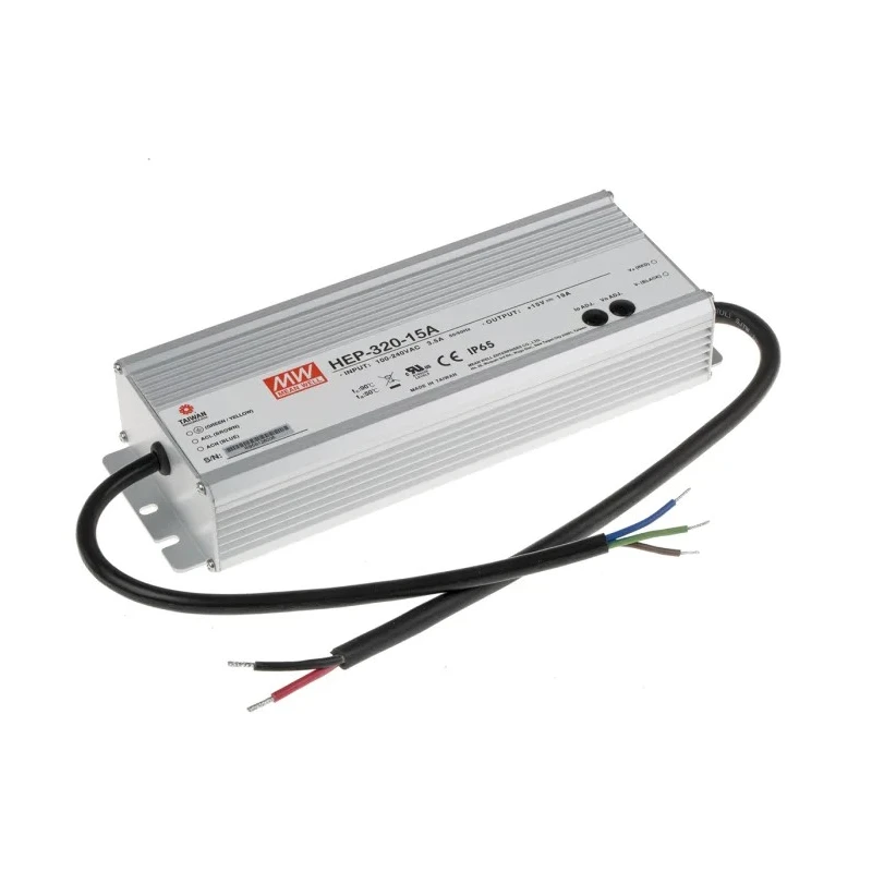 MEAN WELL Industrial-Grade Switching Power Supply 15V DC, 285W, 19A Output, Aluminium Casing, IP65 HEP-320-15A