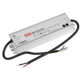 MEAN WELL Industrial Grade Switching Power Supply 54V DC, 240W, Universal AC Input, Aluminium Casing HEP-240-54A
