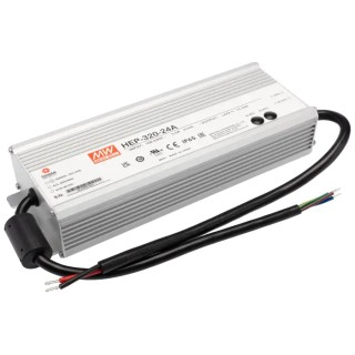 MEAN WELL Industrial-grade Switching Power Supply 24V DC, 320W Power, 13.34A Output Current, IP65 Aluminium HEP-320-24A