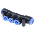 SMC Pneumatic 3 Outlet Manifold Polybutylene Terephthalate 1 Mpa Pressure KM13-06-08-3
