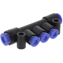 SMC 3 Outlet Pneumatic Manifold Polybutylene Terephthalate Material 1 Mpa Pressure KM13-04-06-3