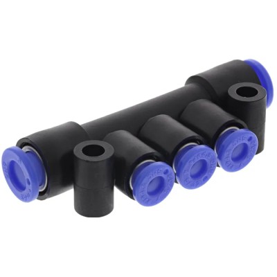SMC 3 Outlet Pneumatic Manifold Polybutylene Terephthalate Material 1 Mpa Pressure KM13-04-06-3