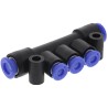 SMC 3 Outlet Pneumatic Manifold Polybutylene Terephthalate Material 1 Mpa Pressure KM13-04-06-3