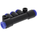 SMC 3 Outlet Pneumatic Manifold Polybutylene Terephthalate Material 1 Mpa Pressure KM13-04-06-3