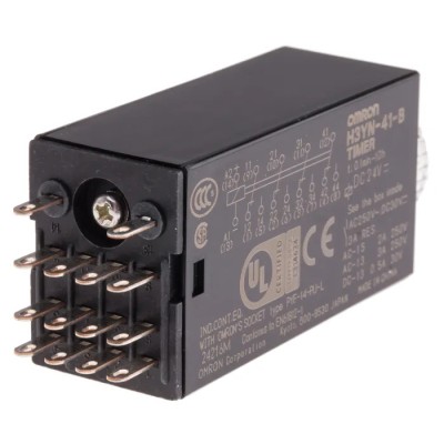 Omron DIN Track Solid State Timer Multifunction, 4-Contact, 125 V dc 24V ac, 0.1 min to 10 h H3YN