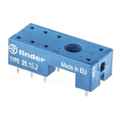 Finder 8 Way 250V AC 10A PCB Relay Socket Compatible with 44.52, 40.51, 44.62, 40.61, 41.52 Series 95.15.2SMA
