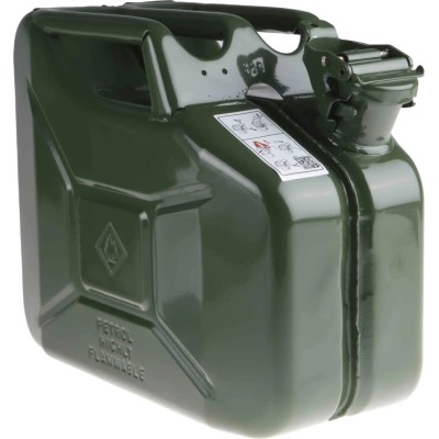 RS PRO Metal Fuel Can 10L Capacity Olive Green Powder-Coated 0.9 mm Steel 400-8503
