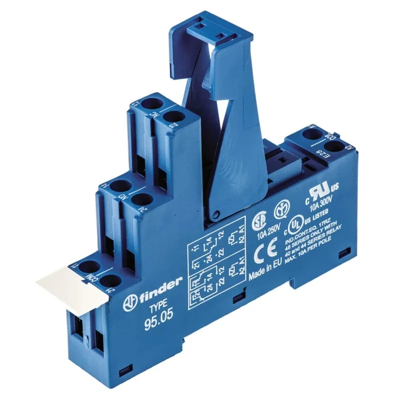Finder 95 Relay Socket 8 Way 250V AC Screw Terminal for 40.51, 40.52, 40.61, 44.52, 44.62 Series Relays 95.05SPA