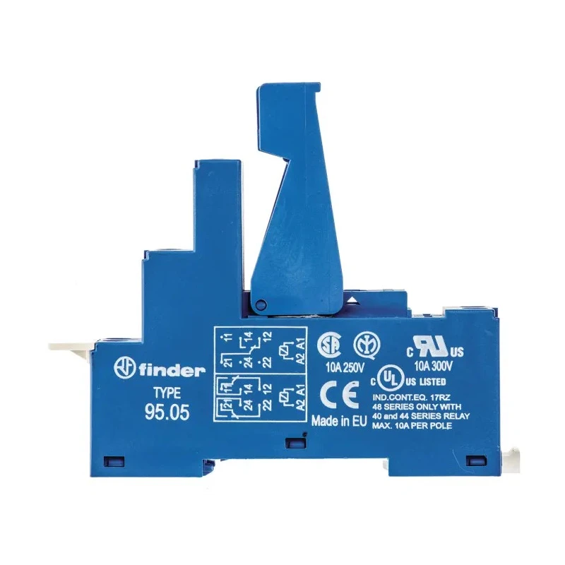 Finder 95 Relay Socket 8 Way 250V AC Screw Terminal for 40.51, 40.52, 40.61, 44.52, 44.62 Series Relays 95.05SPA