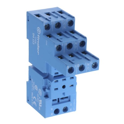 Finder 11 Way 250V AC DIN Rail Relay Socket for Use with 55.33 Series Relay 94.03SMA