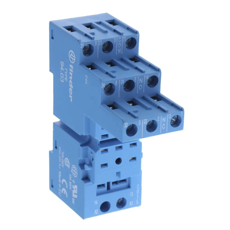 Finder 11 Way 250V AC DIN Rail Relay Socket for Use with 55.33 Series Relay 94.03SMA