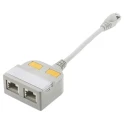 RS PRO 2 Port RJ45 Shielded T-Adapter Cat5 150mm Extension Length 400-9001