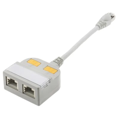 RS PRO 2 Port RJ45 Shielded T-Adapter Cat5 150mm Extension Length 400-9001