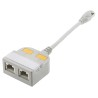 RS PRO 2 Port RJ45 Shielded T-Adapter Cat5 150mm Extension Length 400-9001