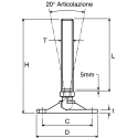 Nu-Tech Engineering Adjustable Foot M16 Thread Size 80 mm Base Diameter Stainless Steel 1750 kg Static Load Capacity A200/009