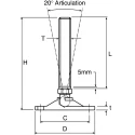 Nu-Tech Engineering M20 100 mm Diameter Stainless Steel Adjustable Foot 2500 kg Static Load Capacity 10 ° Tilt Angle A200/018