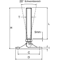 Nu-Tech Engineering M20 100 mm Diameter Stainless Steel Adjustable Foot, 2500 kg Static Load Capacity, 10° Tilt A200/017