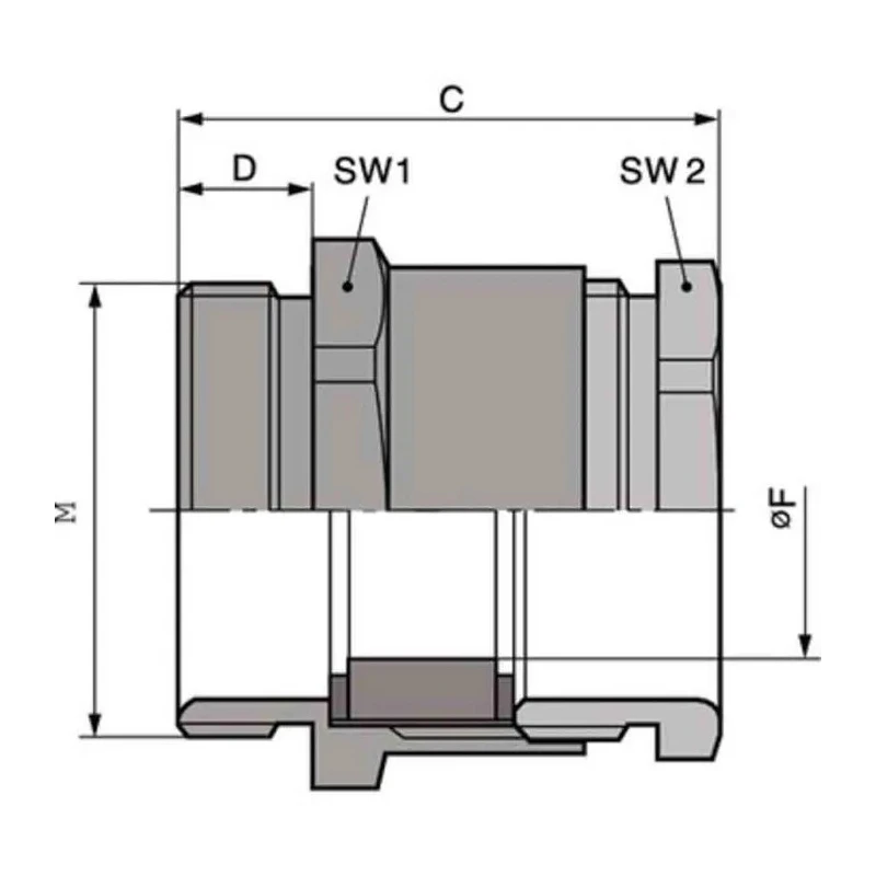 Lapp SKINTOP Series Cable Gland M63 Thread Size, Nickel-Plated Brass Body, IP69 Rated 52103070+53112070