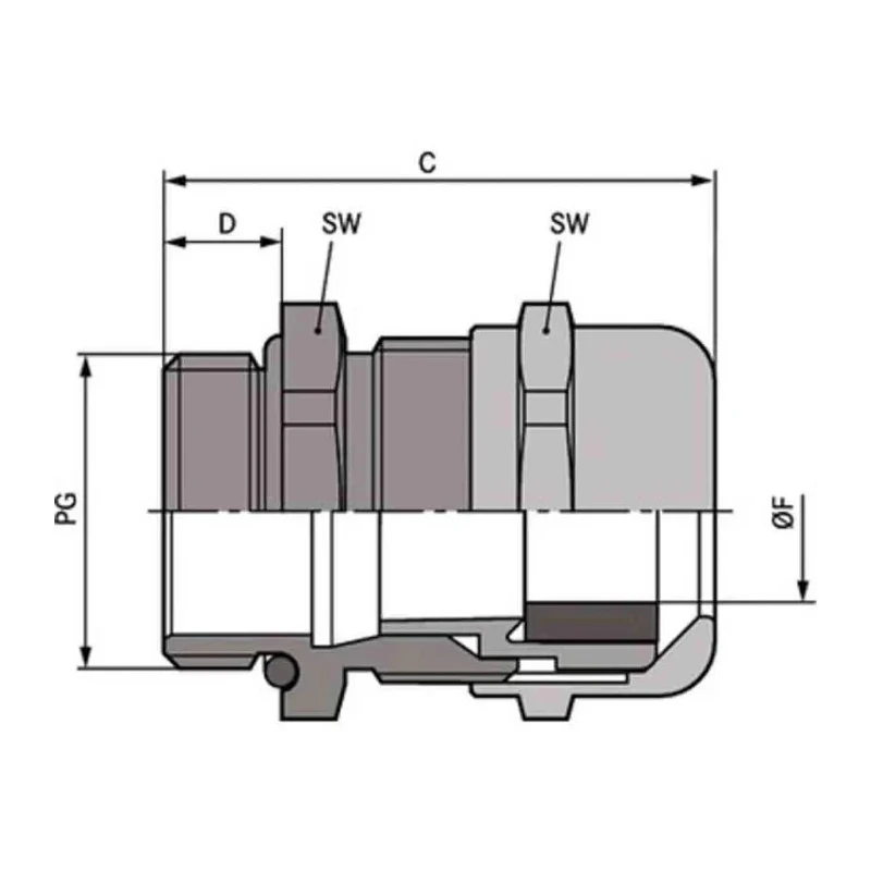 Lapp SKINTOP Series Cable Gland M63 Thread Size, Nickel-Plated Brass Body, IP69 Rated 52103070+53112070