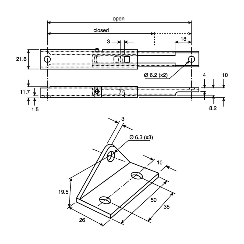Pinet Stainless Steel Drawer Slide, 50kg Load, 175mm Closed Length 24-A-3560