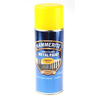 Hammerite Spray Paint Yellow Smooth 400 ml Aerosol Direct To Rust Metal Paint 5092968