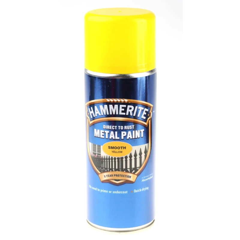 Hammerite Spray Paint Yellow Smooth 400 ml Aerosol Direct To Rust Metal Paint 5092968