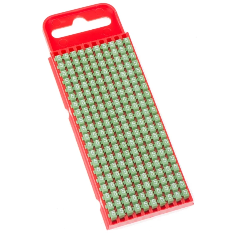 HellermannTyton Snap-On Cable Marker, Pre-Printed '5', 5mm Width, Green Marker for 2-2.8mm Cables WIC1