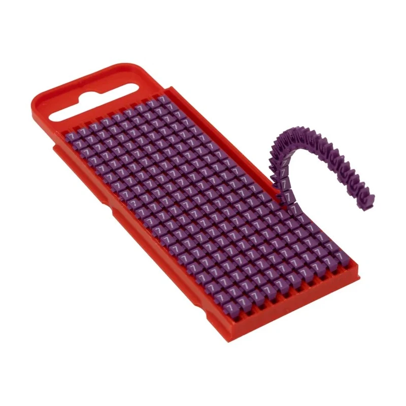 HellermannTyton Snap-On Pre-Printed Cable Marker, White Legend "7", Polyamide, 2-2.8 mm Cable Diameter, Violet Marker WIC1