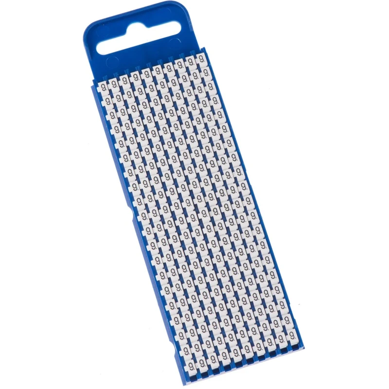 HellermannTyton Pre-Printed Snap-On Cable Marker, Black Legend "9", White Marker, Polyamide, 561-02699 WIC2