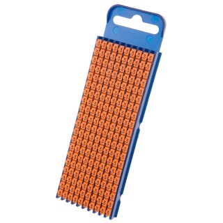HellermannTyton Snap-On Pre-Printed Cable Marker, White Legend on Orange, 5.6 mm Width, Fits 2.8–3.8 mm Cable Diameter WIC2