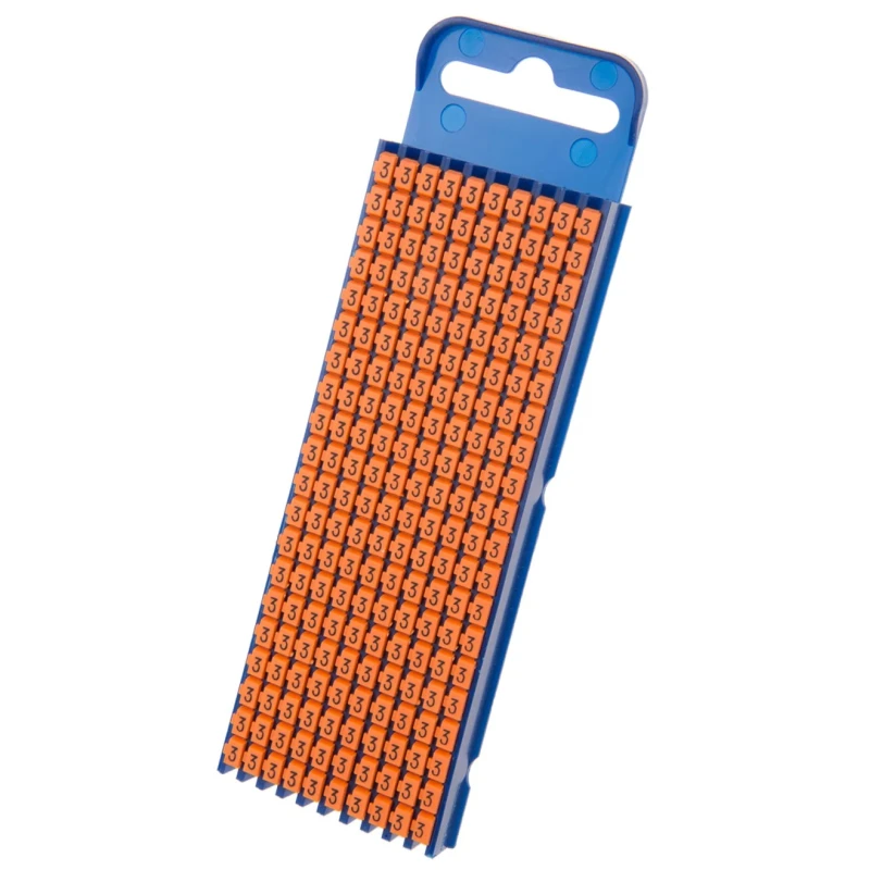HellermannTyton Snap-On Pre-Printed Cable Marker, White Legend on Orange, 5.6 mm Width, Fits 2.8–3.8 mm Cable Diameter WIC2