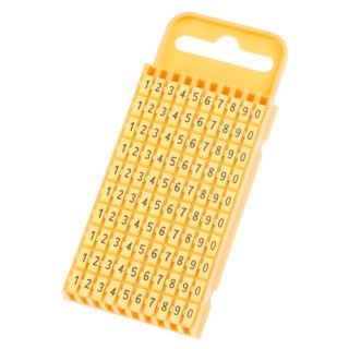 HellermannTyton Pre-Printed Snap-On Cable Marker Black 0-9 Legend, Yellow Polyamide, 4.3-5.3mm Cable Diameter WIC3 561-03101